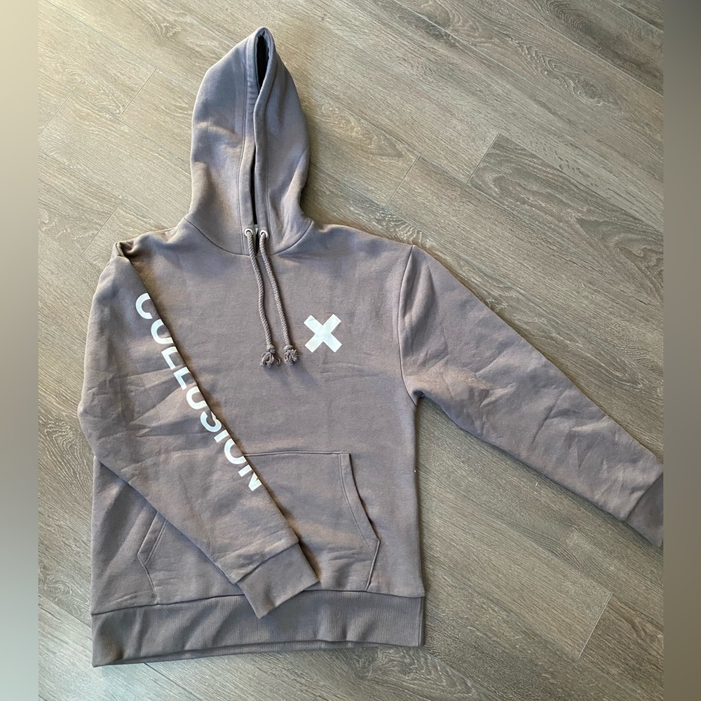 Unisex Collusion Grey Hoodie with Printing
